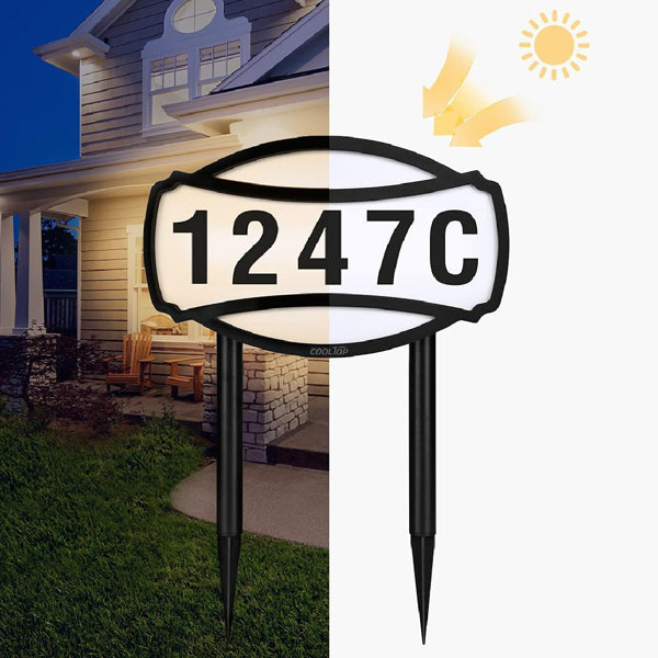 Trinx House Numbers Solar Powered, Waterproof Solar Address Signs For